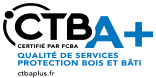 Logo CTBA+ noir et bleu avec slogan